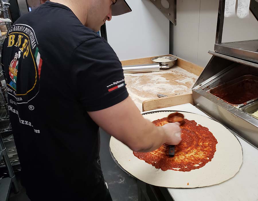 Pizza Dough Saucing